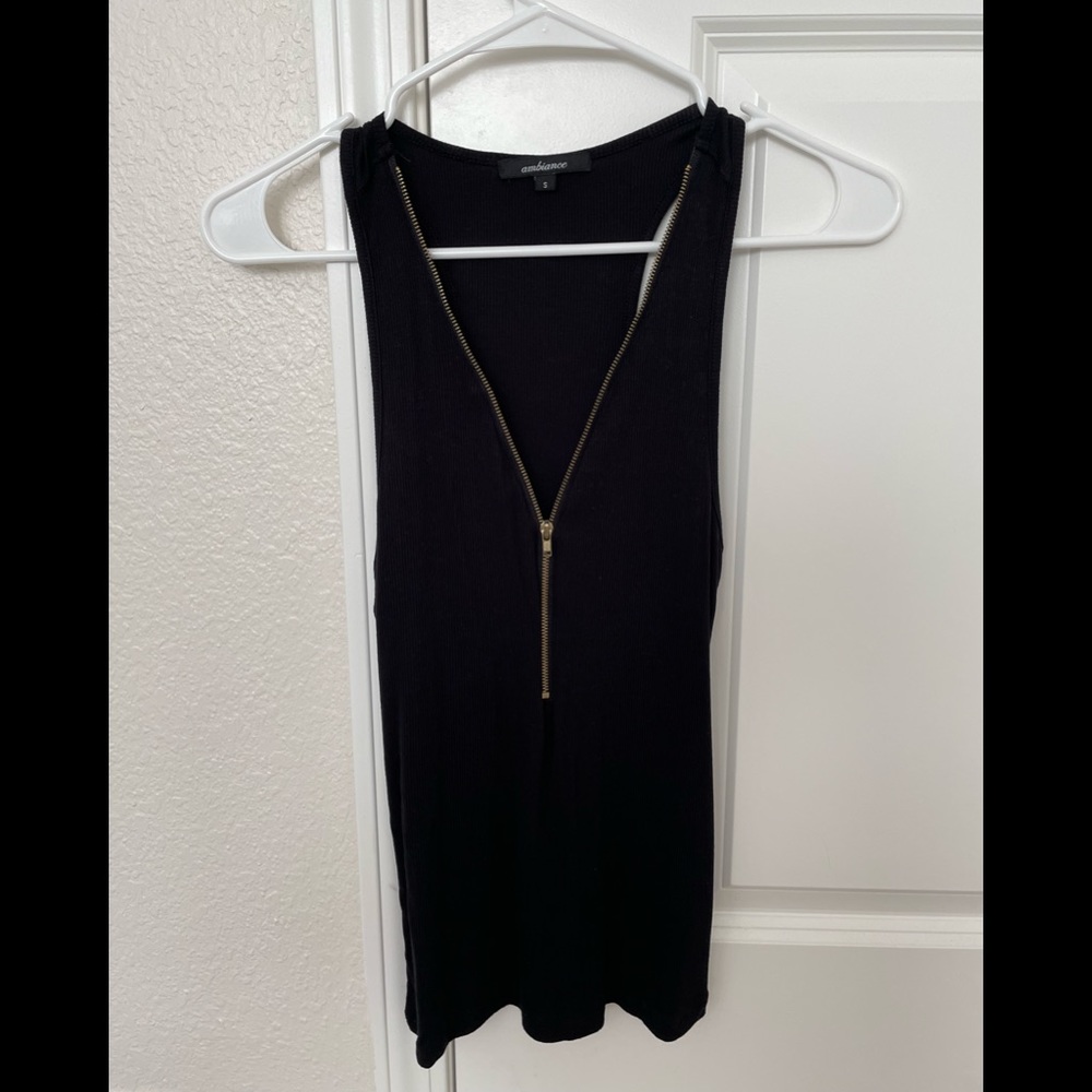 Ambiance Black Zip Up Tank Small